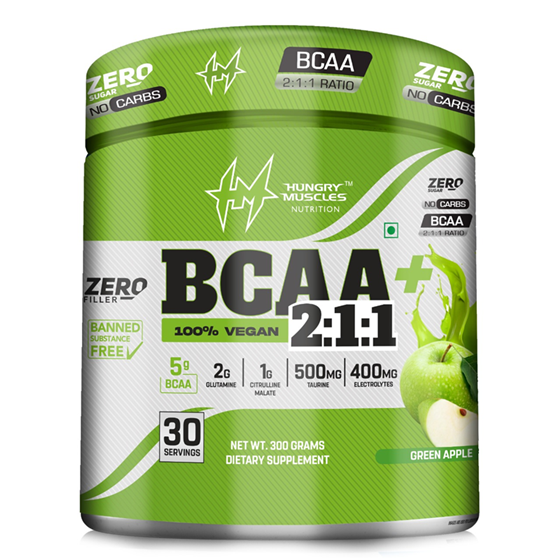 HUNGRY MUSCLES NUTRITION BCAA  (Green Apple) - 30 Servings